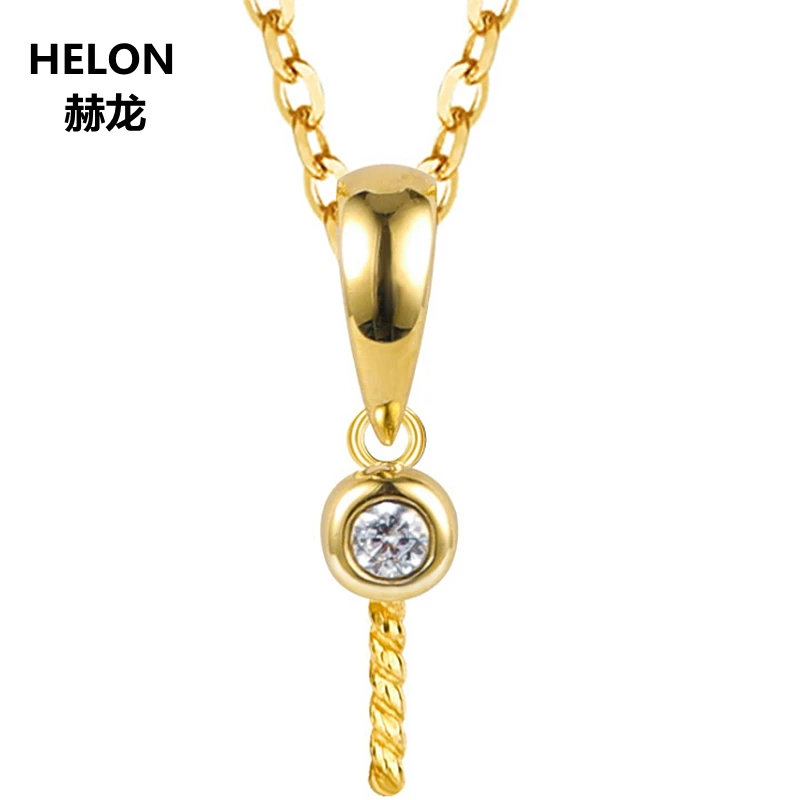 Solid 14k Yellow Gold 8-15mm Pearl Semi Mount Pendant for Women 0.026ct SI/H Natural Diamonds Fine Jewelry Setting | Украшения и