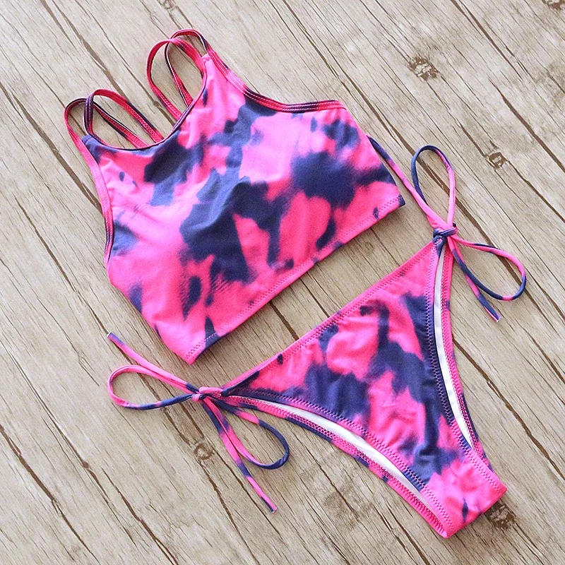 2019 сексуальные бикини с высокой горловиной Женский бандажный купальный костюм