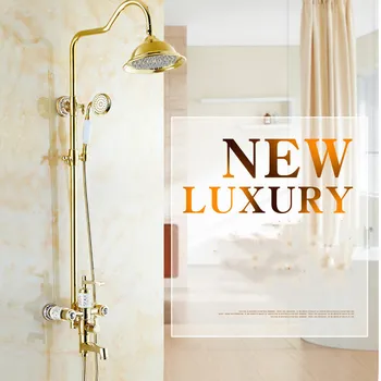 

European Antique Copper Shower Set Single Handle Polished Showers Hot And Cold Wall Mounted Bathroom Showering Sets