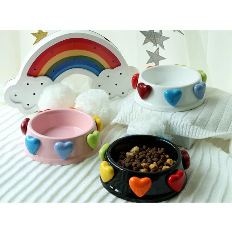 

Cat Dog ceramics bowls Food water Bowl princess colorful Heart cats dogs feeder small pets Ceramic bowl small puppy feeder