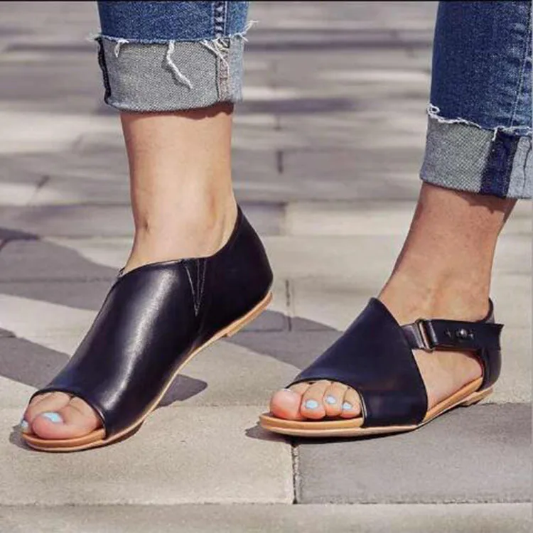 

2019 New Women Sandals Flat Hook Loop Gladiator Summer Ladies Fashion Open Toe Plus Size Rome Shoes Female Casual Peep Toe Style