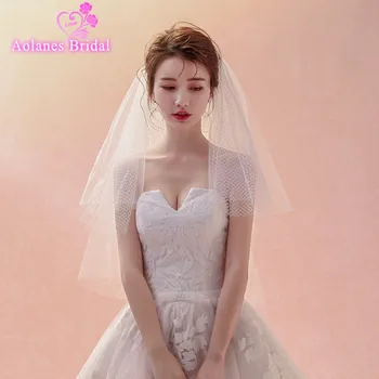 

AOLANES 2018 Cheap 1.5M Nature White Net Cut Edge Wedding Veil Two-layer Bridal Veils Wedding Accessories Velos De Novia