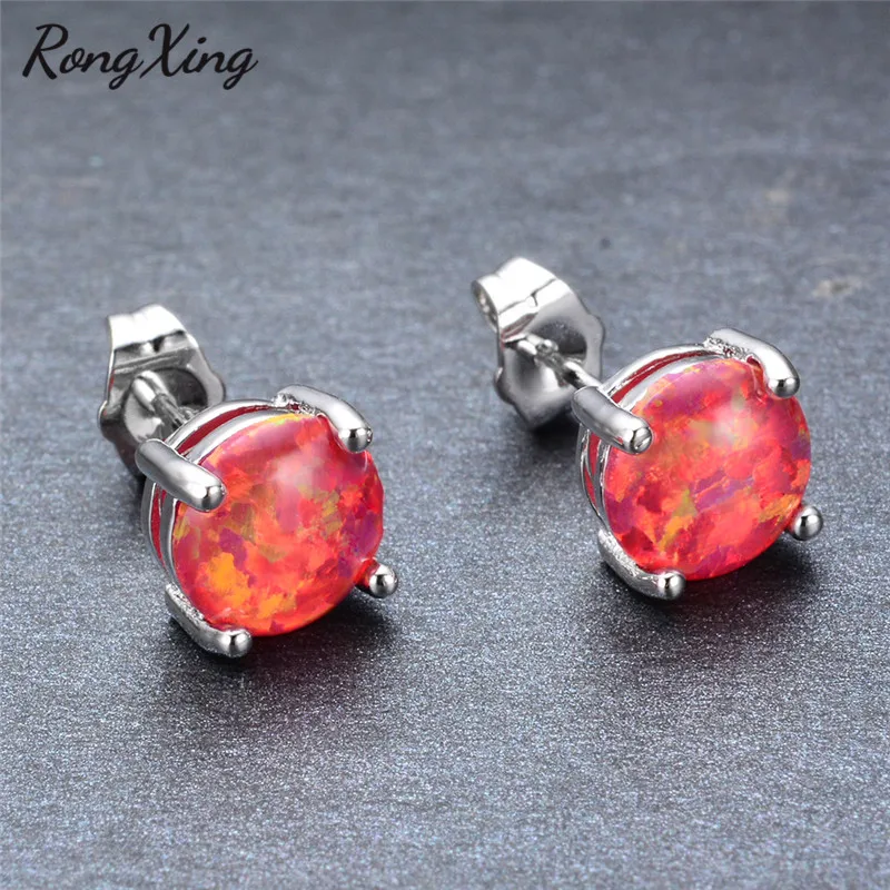 Женские серьги гвоздики с красным опалом|silver stud earrings|sterling silver earringsstud earrings |