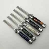 Pro Automatic Foldable Knife Comb Hair Trimmer butterfly Mens Pocket Comb stainless steel spring jump Brush Salon Beauty Tool 1