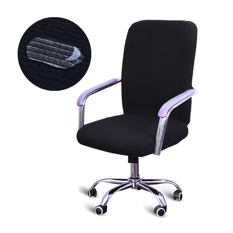 Жаккардовая ткань, водонепроницаемый чехол для офисного стула, эластичное компьютерное кресло, чехлы для сидений, подлокотники, чехлы для стульев, не включая стул - Цвет: Black