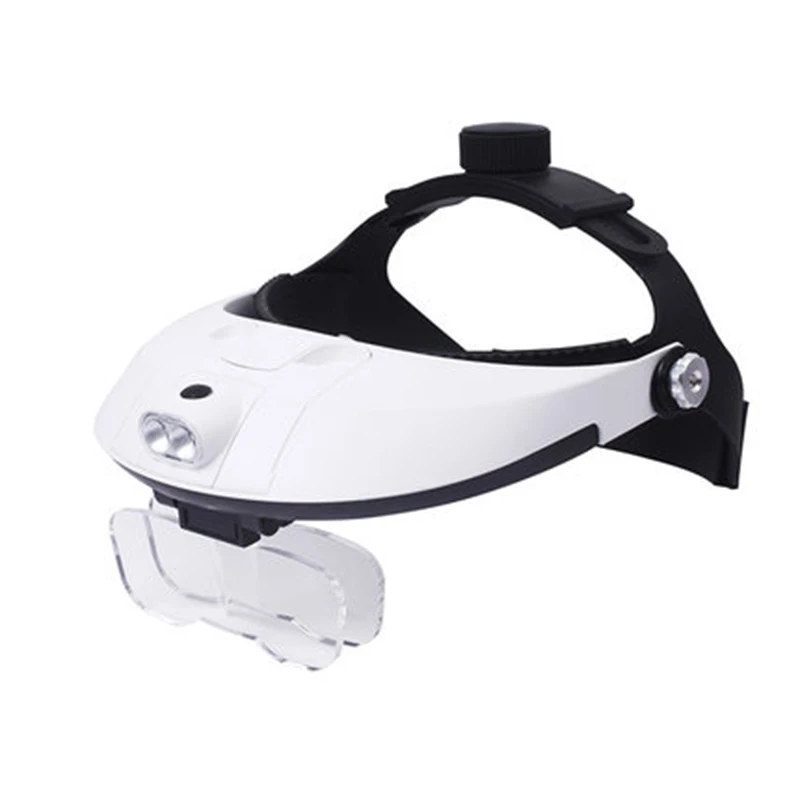 

Head Mount Regulations Head-Wearing Magnifier With 2 LED Head Lamp - 5 Lnterchangeable Lenses Multiple Different Amplification