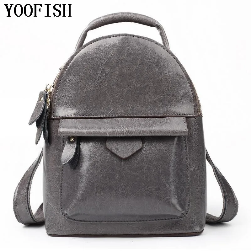 

YOOFISH Preppy Style Women Bag Genuine Leather String Backpacks Female Fashion Girls Bags Ladies Casual Travel Backpack