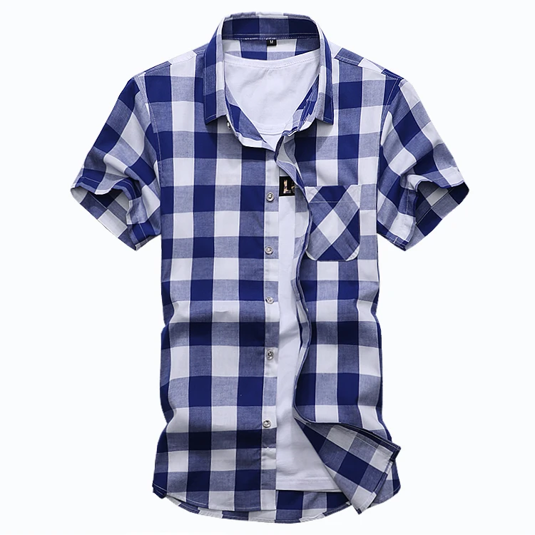 LONMMY M-7XL клетчатая рубашка мужская с коротким рукавом Slim fit Повседневная camisa social masculina мужская рубашка Мода 2018 Лето мужские рубашки