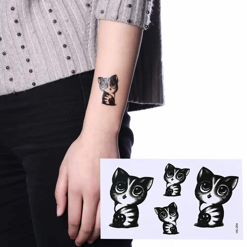 1 シート Kawawii かわいい猫タトゥー防水一時的なタトゥーステッカー胸フラッシュタトゥーための偽のタトゥーガール女性 Temporary Tattoos Aliexpress