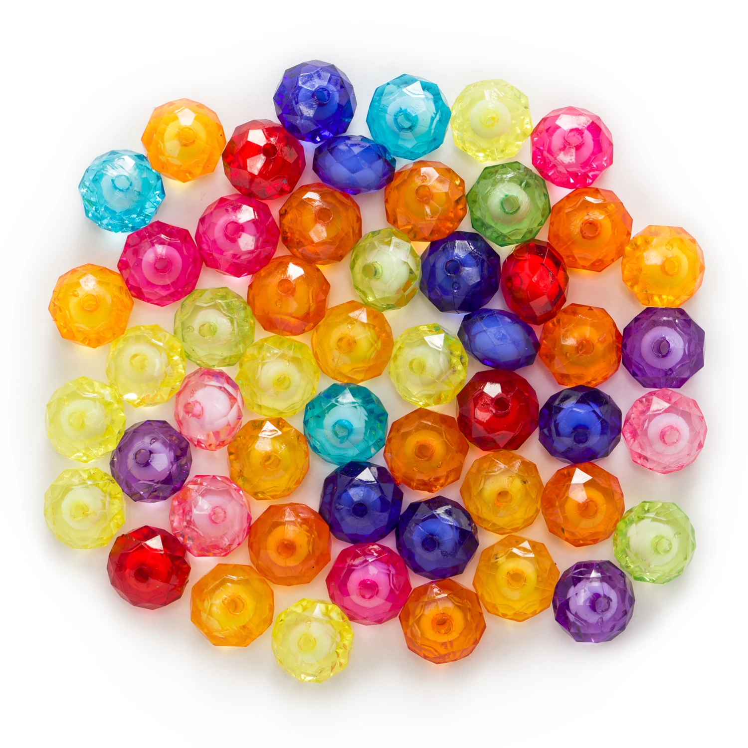 Random Mixed Acrylic Round Shaped Faceted Spacer Beads Findings Jewelry