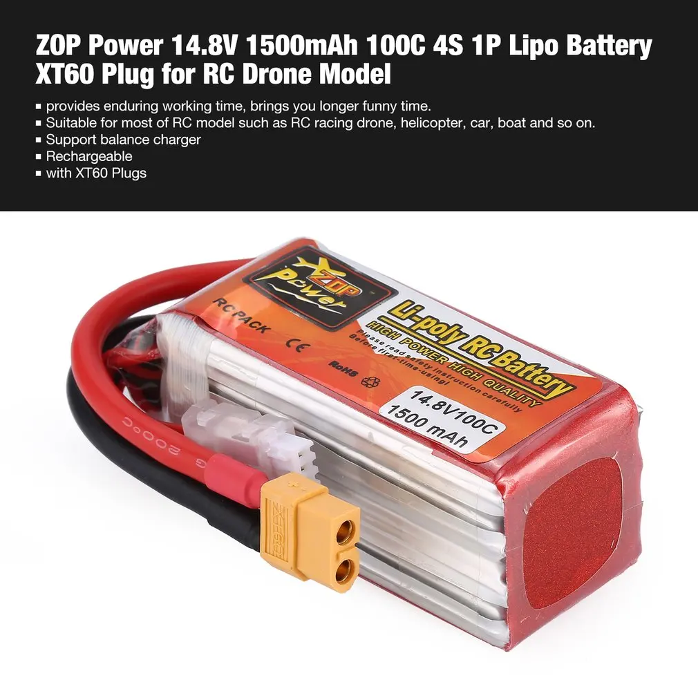 ZOP Power14.8V 1500 mAh 100C/2000 mAh 95C 4 S 1 P يبو بطارية XT60 التوصيل قابلة للشحن RC سباق مروحية لعبة بدون طيار سيارة عارض قوارب