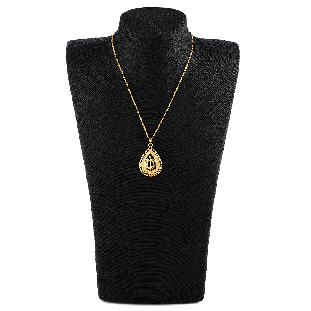 Ethlyn Gold Color Allah Pendants Necklaces Arab Muslim Islam Jewelry Heart Mohammed Women and Girls P068