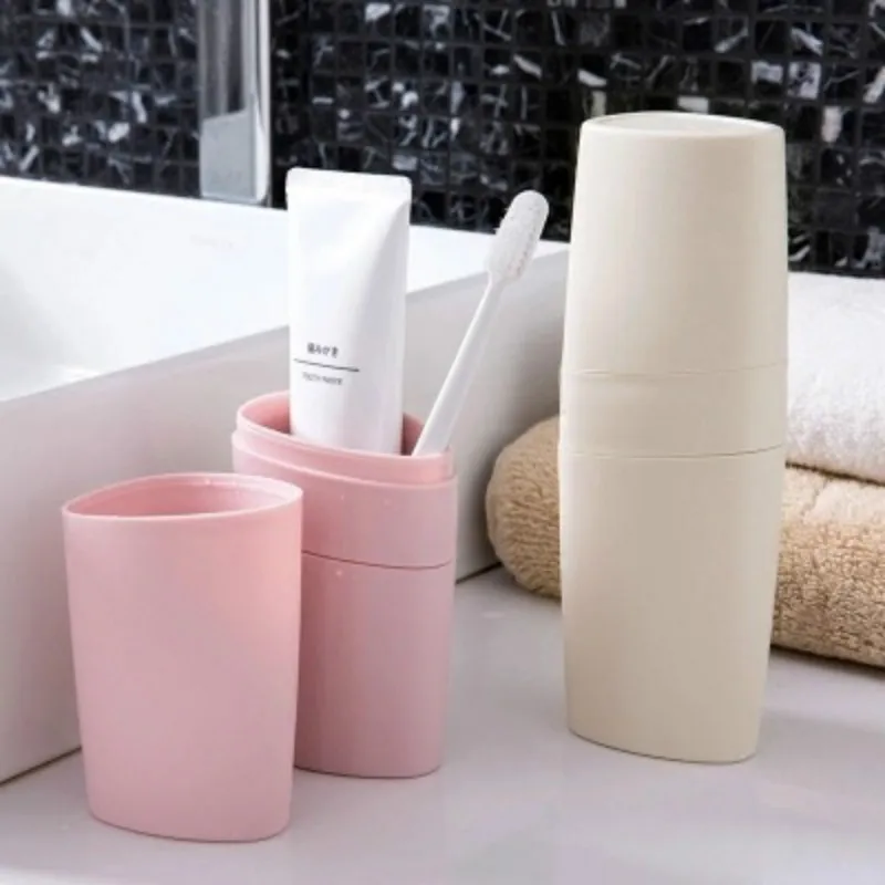 

Three-in-one travel toothbrush box portable set creative Korean version of the simple cover plastic mouth cup bathroom toiletrie