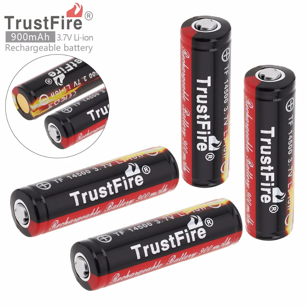 Kaufen TrustFire 4 stücke 3,7 V 900mAh Hohe Kapazität 14500 Li Ion Akku mit Geschützt PCB für LED Taschenlampen  scheinwerfer