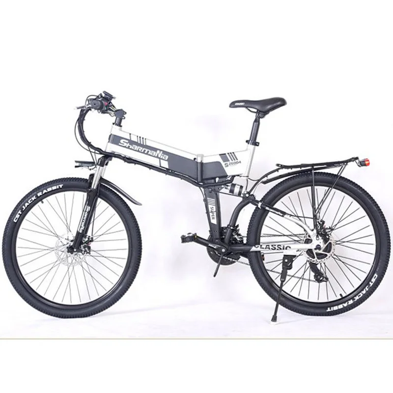 Excellent Folding Electric Bicycle Bike Two Wheels Electric Bicycle 26 Inch 350W Mountain Portable Electric Scooter Adults 1