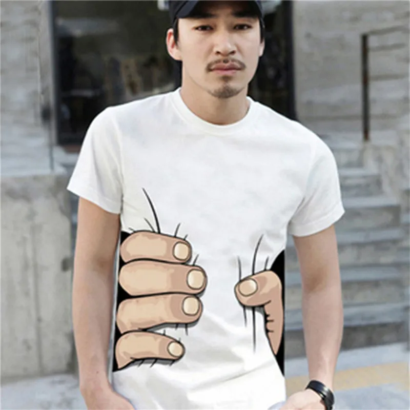 Новинка 2015 года, брендовая мужская 3D футболка, хлопковая футболка с короткими рукавами для мужчин, известная дышащая футболка с круглым