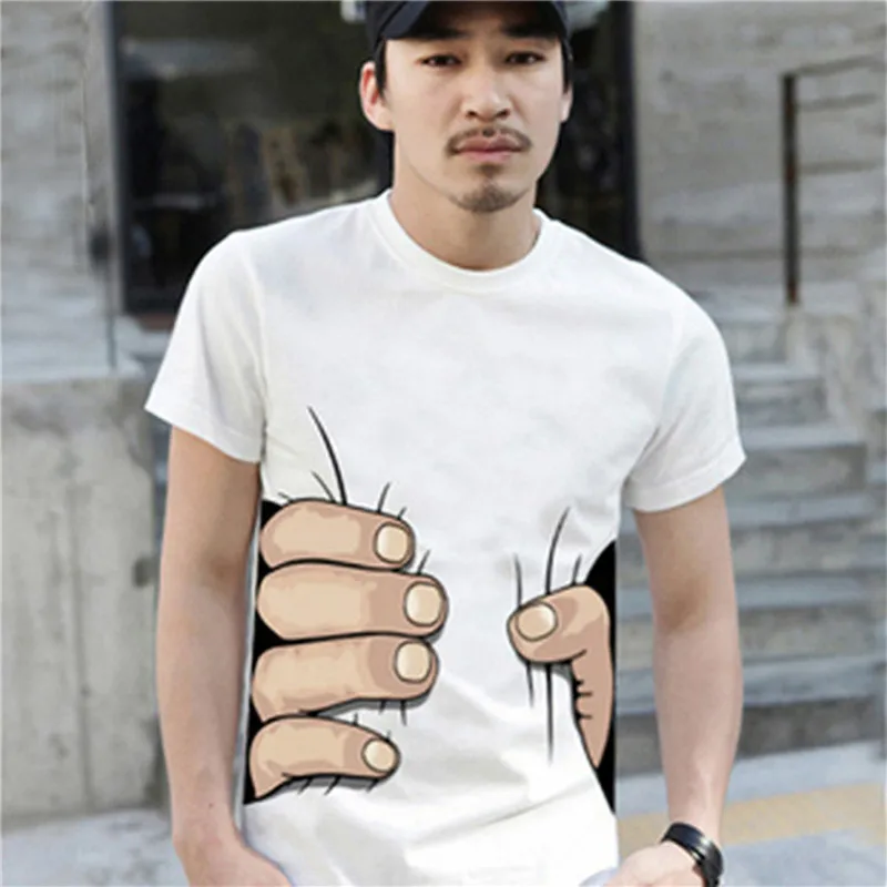 

New 2015 Brand Men 3D T Shirt Short Sleeve Cotton T-shirt For Men Famous Breathable O Neck Tops Tees Funny Black Men Clothing XL