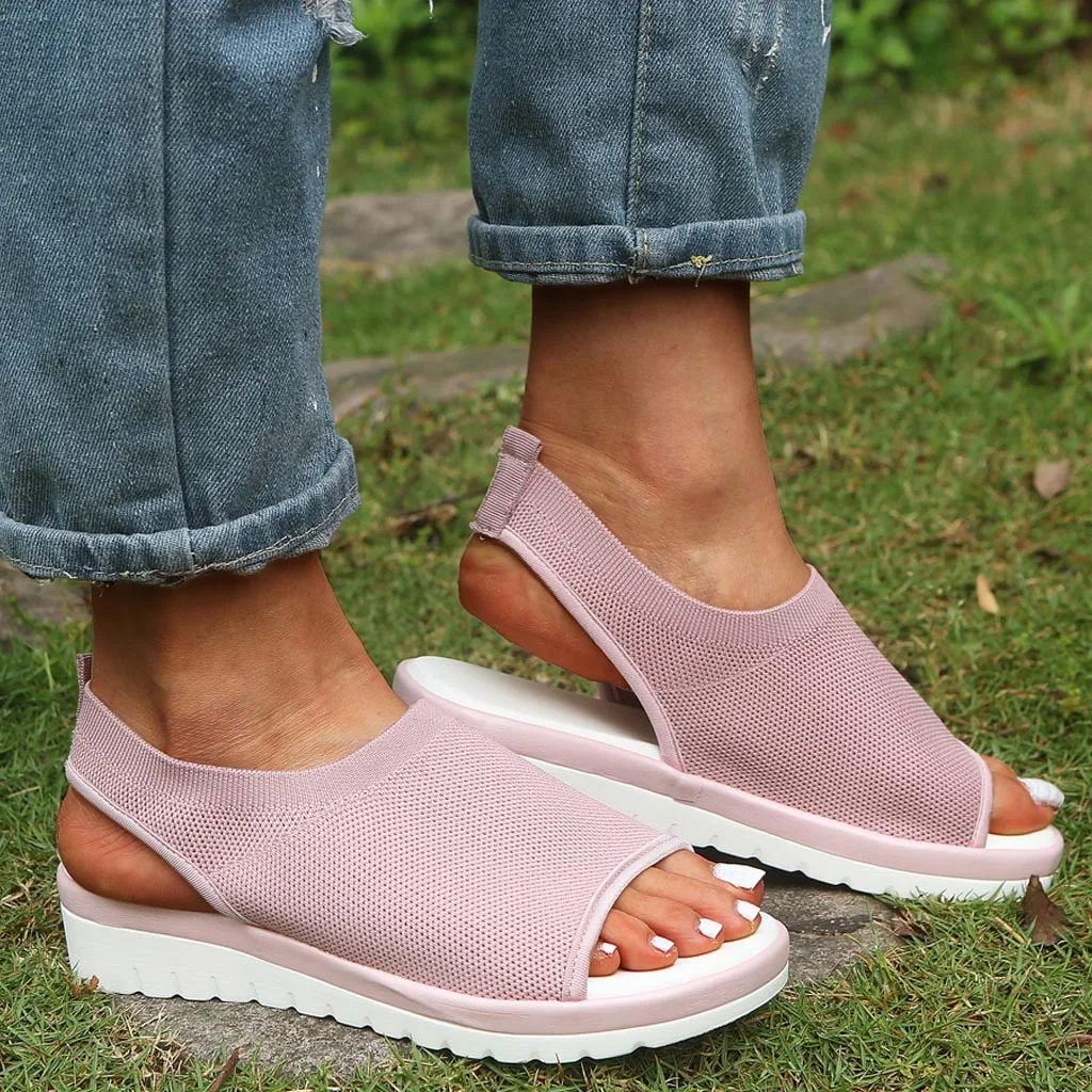 woman sandals summer Breathable Comfort Hollow Out Platform Sandals Mesh sandals women Elastic band wedges shoes for women