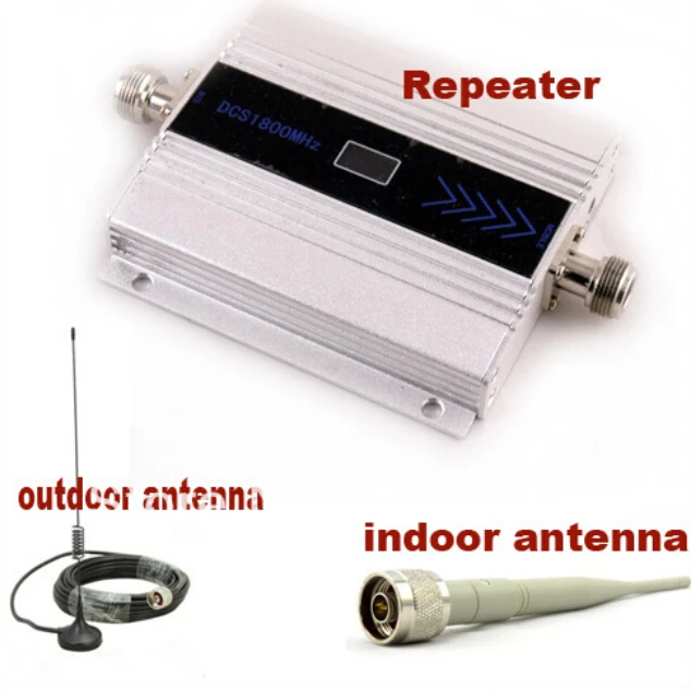 Полный комплект GSM DCS Ретранслятор Мобильный телефон dcs-бустер DCS 1800 МГц усилитель с внутренней антенной и 10 м кабель Наружные Антенны