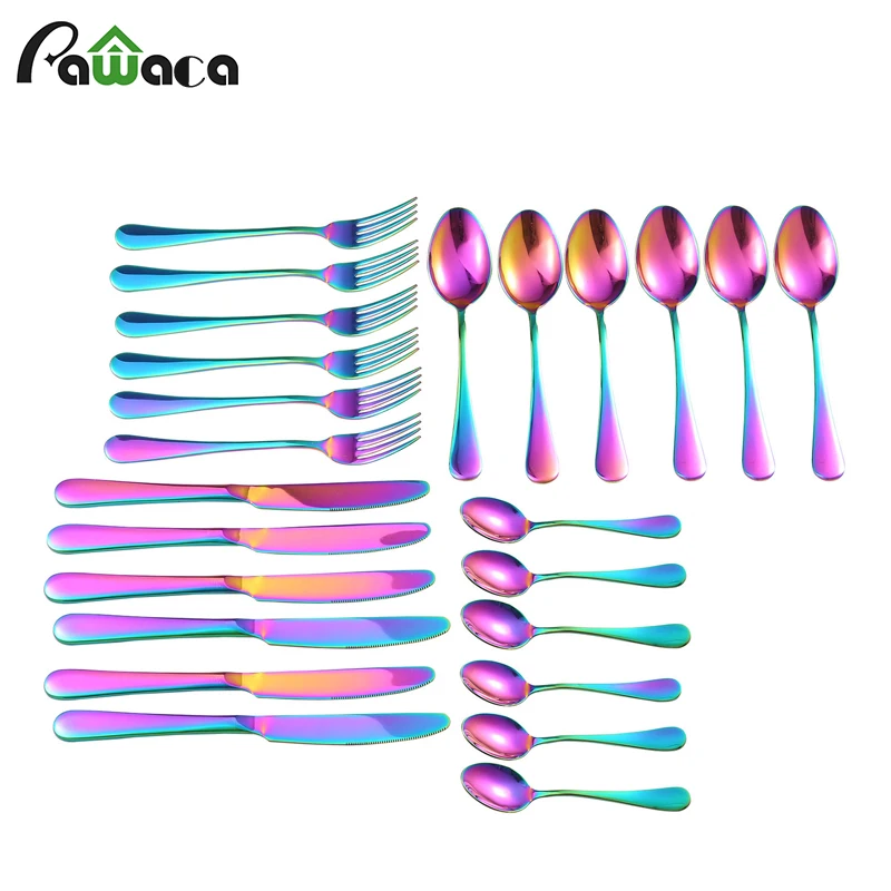 

6pcs Dinner Forks Steak Knife Teaspoon Ice Tea Coffee Cutlery Set Stainless Steel Dinnerware Restaurant Silverware Set