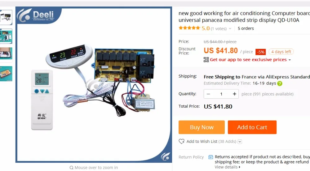 Nuevo buen funcionamiento para el panel de control de la placa de aire acondicionado universal panacea Pantalla de tira modificada QD-U10A