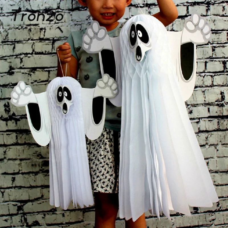 tronzo halloween party decorations hangning ghost for home wall ornaments halloween decoration honeycomb ball horror props