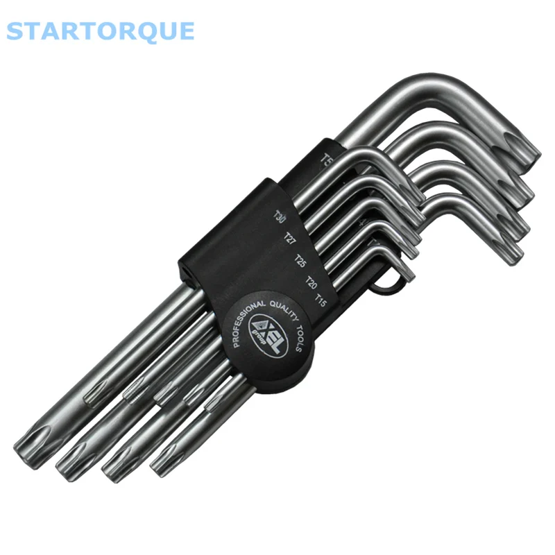 STARTORQUE 9 шт. l-образный шестигранный ключ звездообразный ключ с отверстиями набор инструментов - Цвет: Серебристый