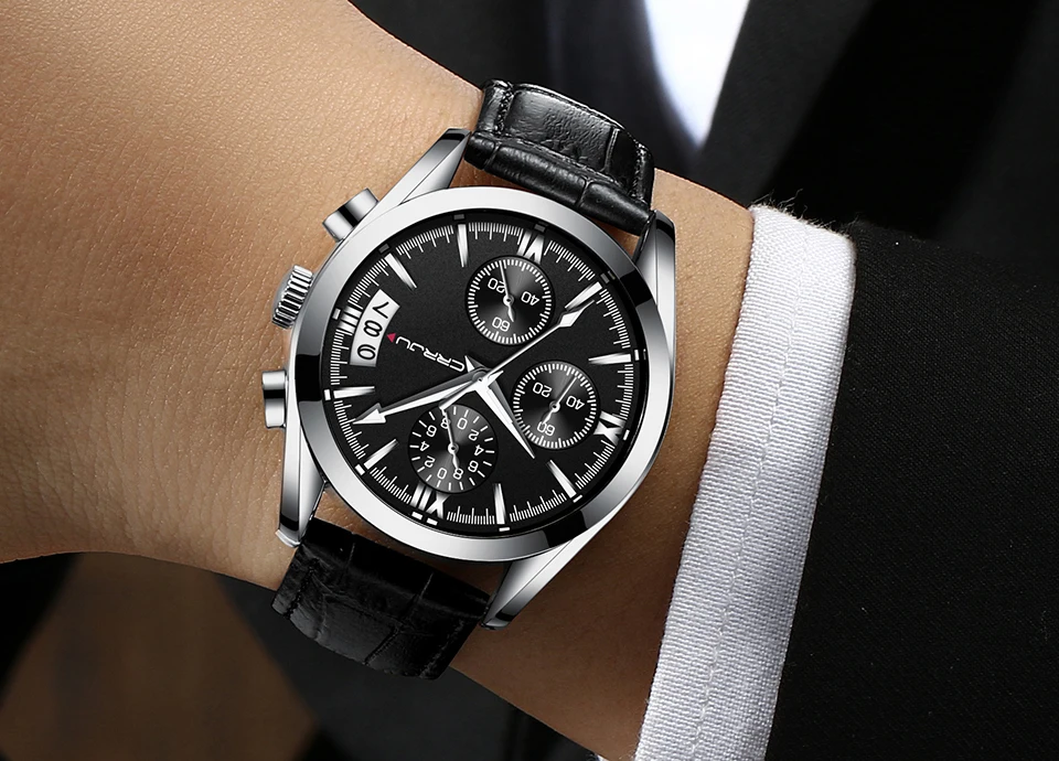 CRRJU часы для мужчин s часы лучший бренд класса люкс для мужчин повседневное кожа водонепроницаемый хронограф для мужчин Спорт Кварцевые часы Relogio Masculino