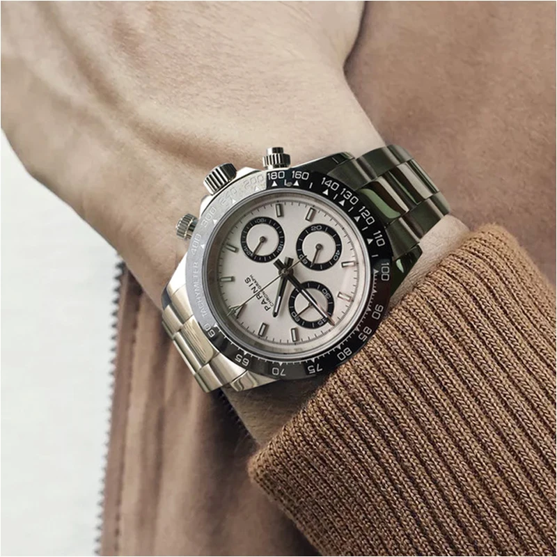 Comprar Reloj con cronógrafo de cuarzo Parnis, reloj de pulsera de cristal de zafiro resistente al agua para hombre, marca de lujo para piloto, reloj Masculino