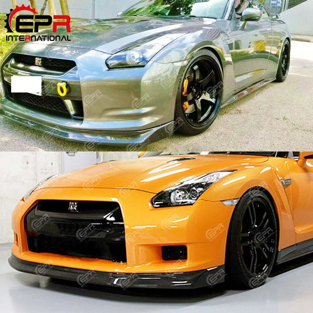 Для Nissan R35 GTR 2008 2012 Zele стиль углеродное волокно передняя губа отделка глянцевый