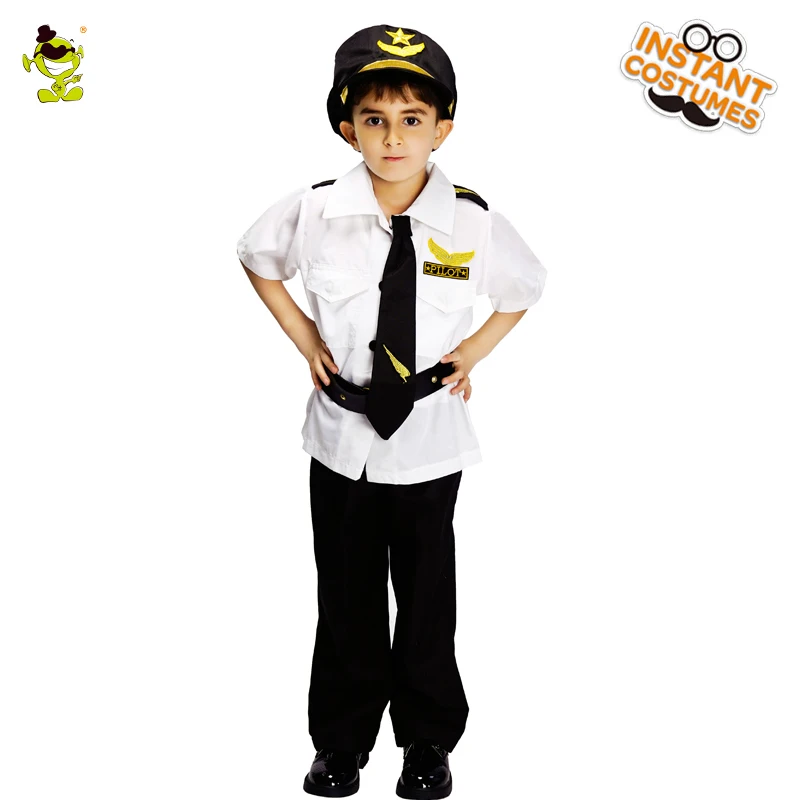 

Boy's Pilot Costumes Kids Handsome Pilot Suit With Hat Cosplay Uniform for Carnival Party Fancy Costumes