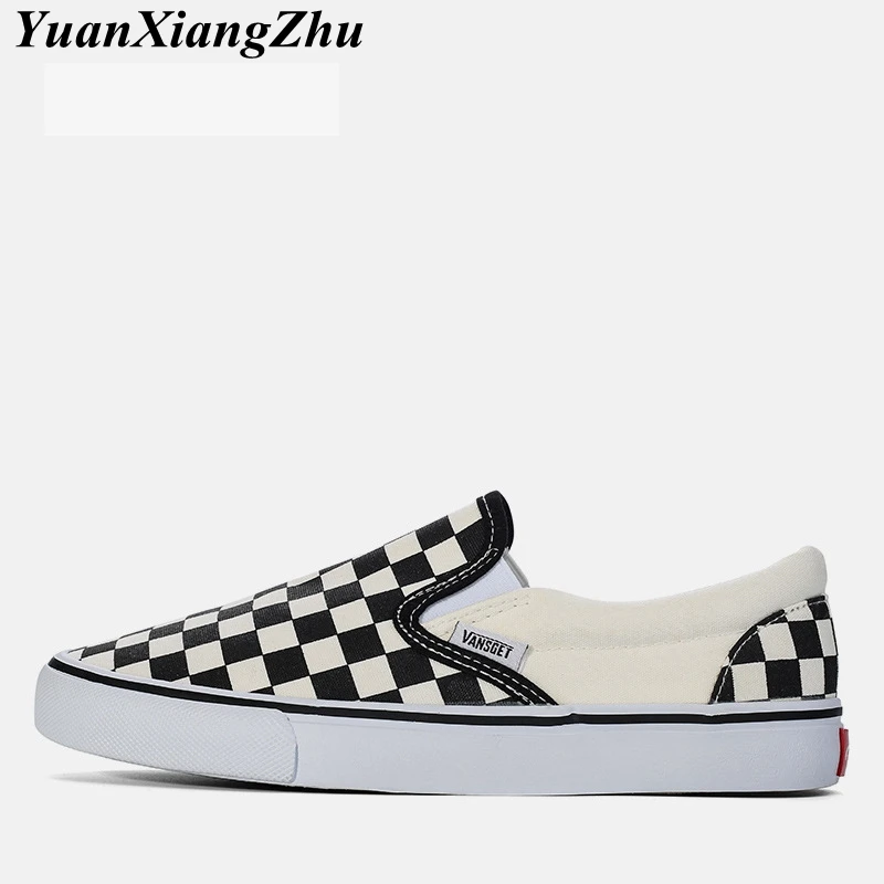 Lona Moda 2018 Zapatos Casual Clásicos Para Cómodos Con A slip Cordones Mocasines De Lace Negros Hombre Planos up Cuadros Blancos on 5PFP8wxqr