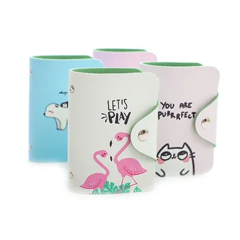 

20PCS / LOT Elegant Fashion Women Business Card Wallet Leather Cover Cartoon Animal Travel ID Card Bag