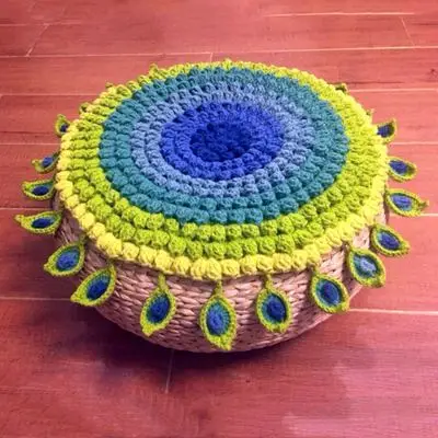 

Private order Wool hand-woven cushions futon peacock feather cushion garden wind lotus flower peach hand hook diy chair cushion