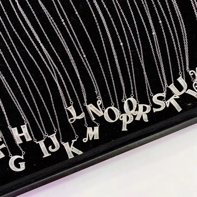 

Tisvina New Arrival 26 Letters Pendant Necklaces for Women 100% Real 925 Sterling Silver Jewelry ABCD Necklaces With CZ Fashion