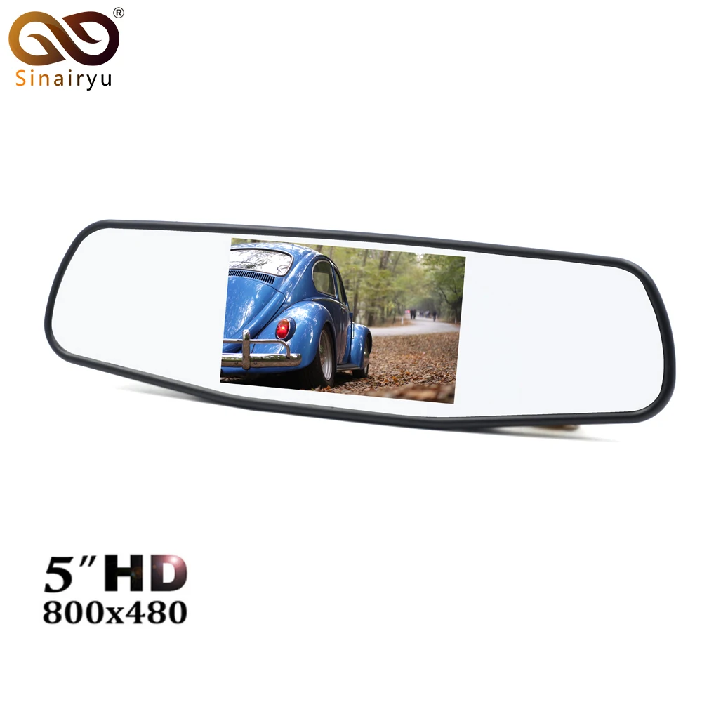 

Sinairyu HD Mirror Monitor, 800*480 High Resolution TFT LCD Rear View Mirror Screen Display for Backup Camera Two Video Inputs