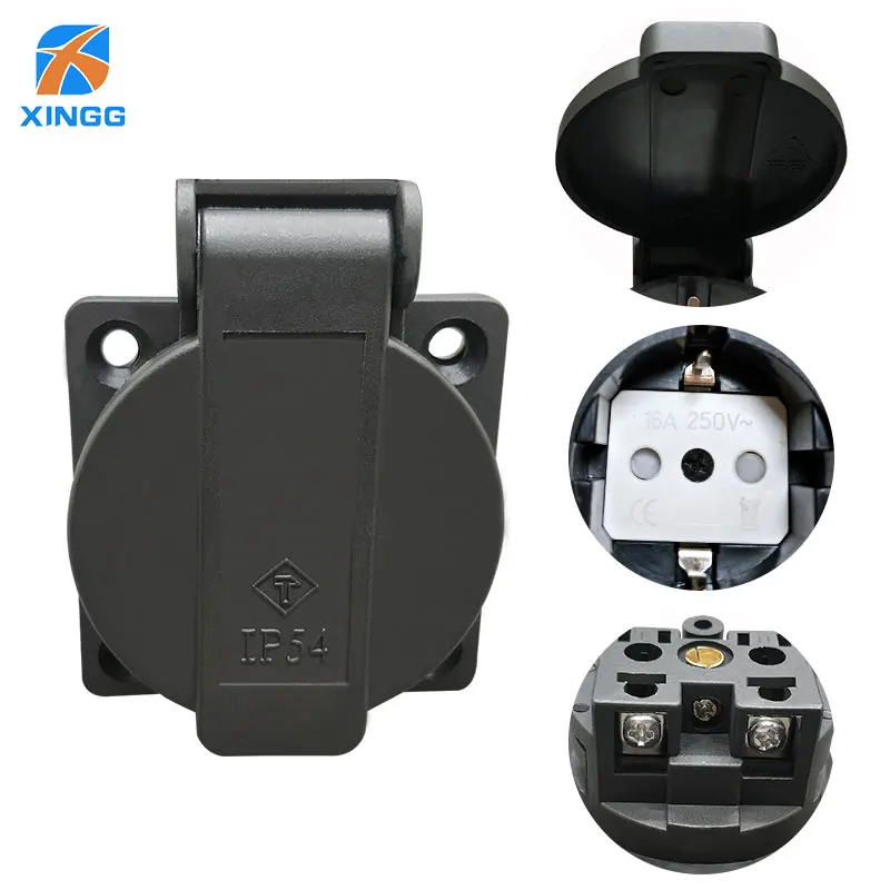 

EU European Waterproof IP54 Industrial AC Electrical Power Female Socket Outlet Rewireable Plug Adaptor Extension Cord Connector