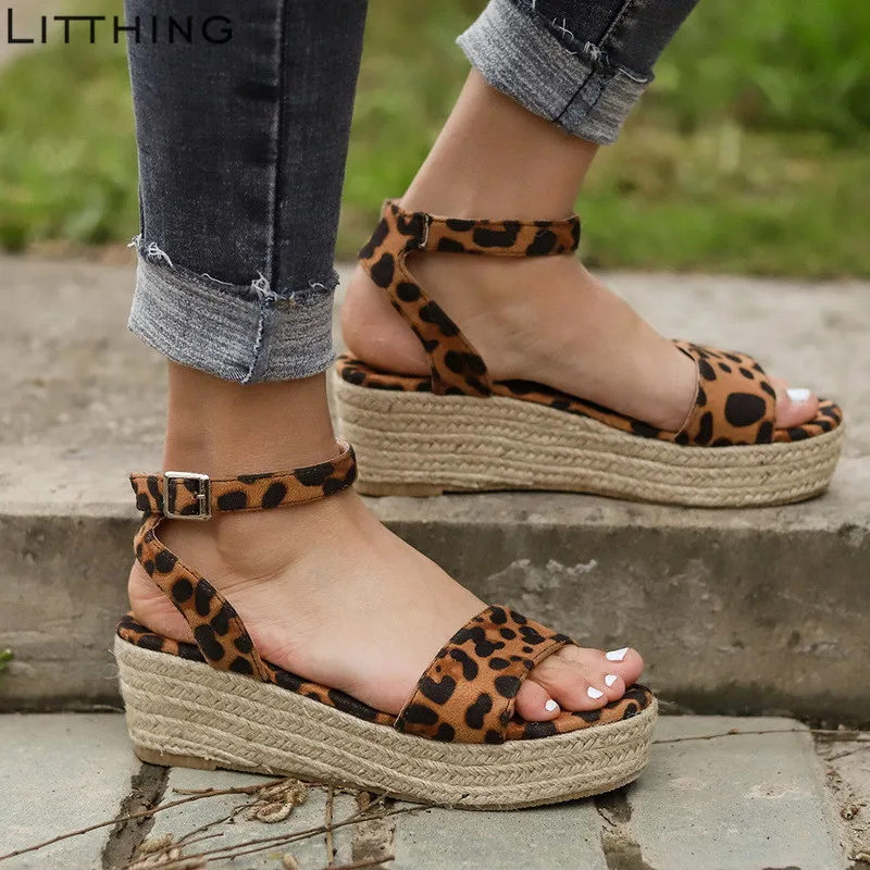 

Litthing Wedge Platform Sandals 2019 Fashion Women sandals with heels Wedges Shoes Casual Woman Peep Toe Espadrille #N