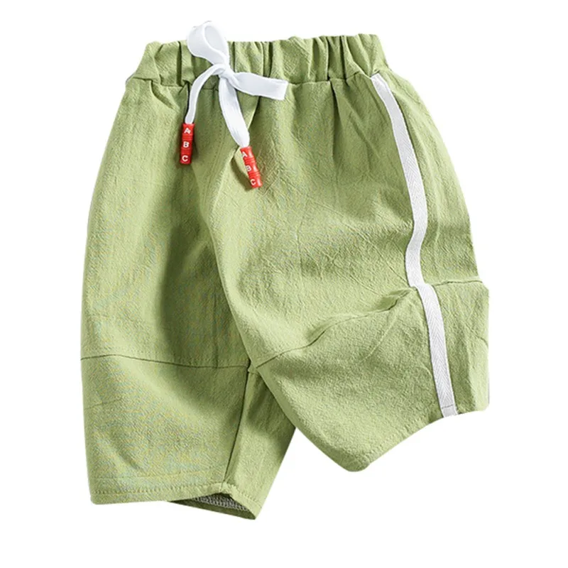 Двухцветные однотонные летние детские однотонные Короткие штаны с принтом для мальчиков детские повседневные Детские хлопковые шорты до колена - Цвет: Зеленый