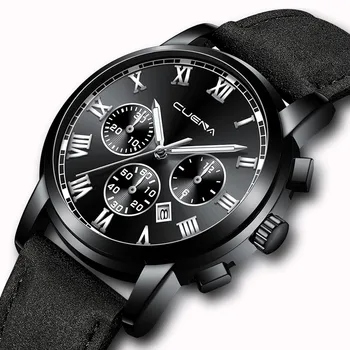 

Men's Fashion Sport Stainless Steel Case Leather Band Quartz Analog Wrist Watch Men's watch Wrist Party decoration Business Wat