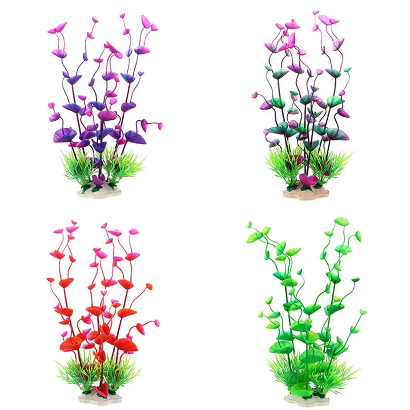 4 PCS Aquarium Plants Plastic Fish Plant Artificial Colorful Decoration Safe Decorations #4M09 (4)