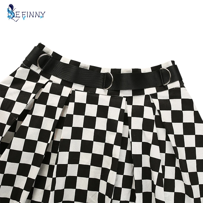 Женская высокая талия клетчатые юбки летние плиссированные юбка с шахматным узором Harajuku танцы корейский стиль пот короткие мини-юбки