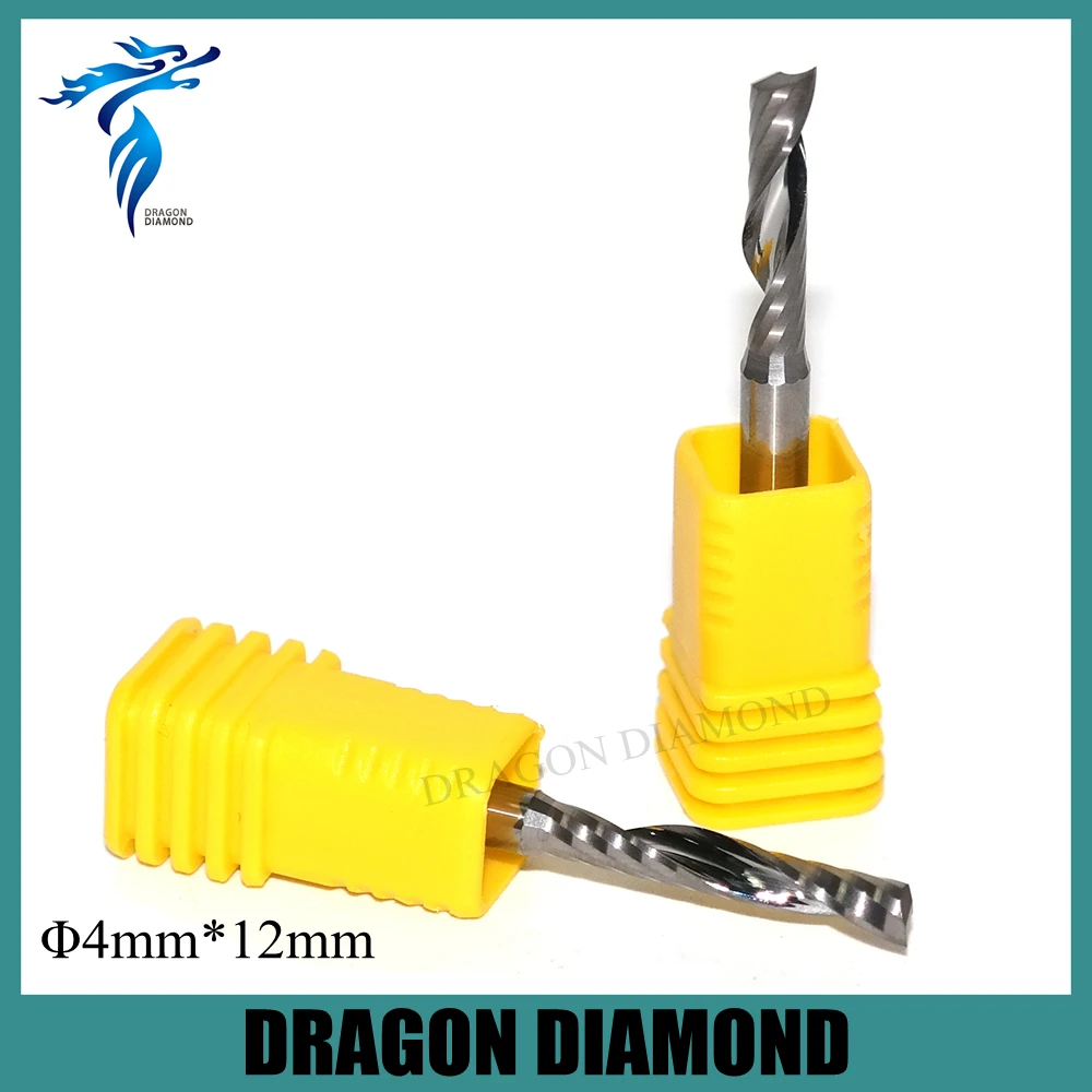 

Import Material 10 Pcs 4 x 12mm Carbide CNC Router Bits, Single Flute Spiral Cutters, End Mill Tools for Wood Acrylic PVC