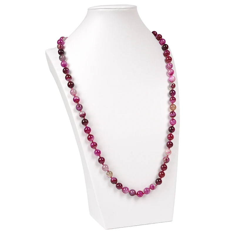 

8 mm As red as a rose and Color mixing stripe Carnelian necklace .