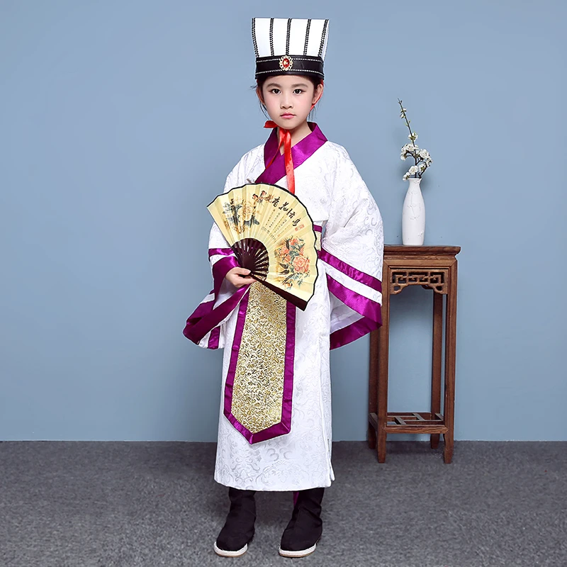 Детская Hanfu одежда династии Цин костюм Китайский традиционный костюм детей Древний принц сцены Халат с капюшоном