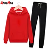 Chándal de algodón para mujer, Conjunto de sudadera con capucha y pantalones de chándal Harm de manga larga informal para mujer, trajes para el sudor de 2 piezas con capucha ► Foto 3/6