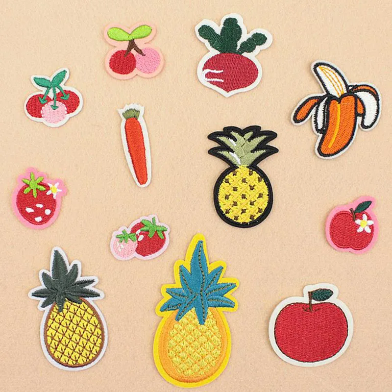 

Fruit Series Badges Clothing Patch Orange Watermelon Banana Pineapple Applique DIY Iron On Garment Apparel Accessory Patch 2 pcs