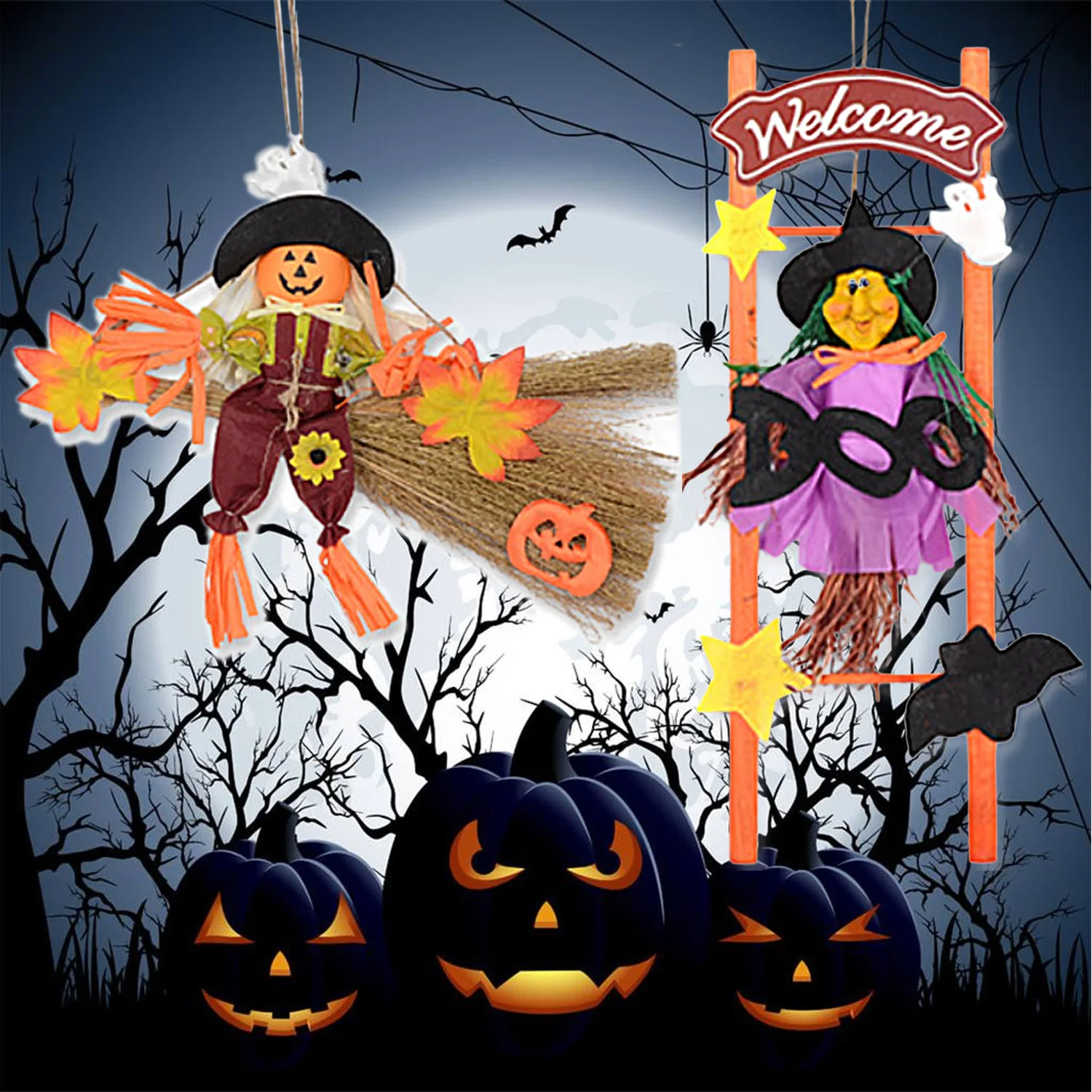 

Behogar Halloween Party Festival Scarecrow Hanging Decoration Ornament Props Supplies for Home Bar KTV Pub Haunted House