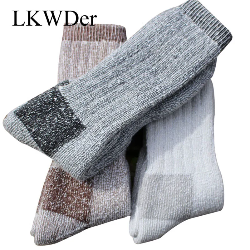 LKWDer 3 Pairs Mens Large Plus Size Socks Men Rabbit Wool Socks Thick Warm High Tube Socks
