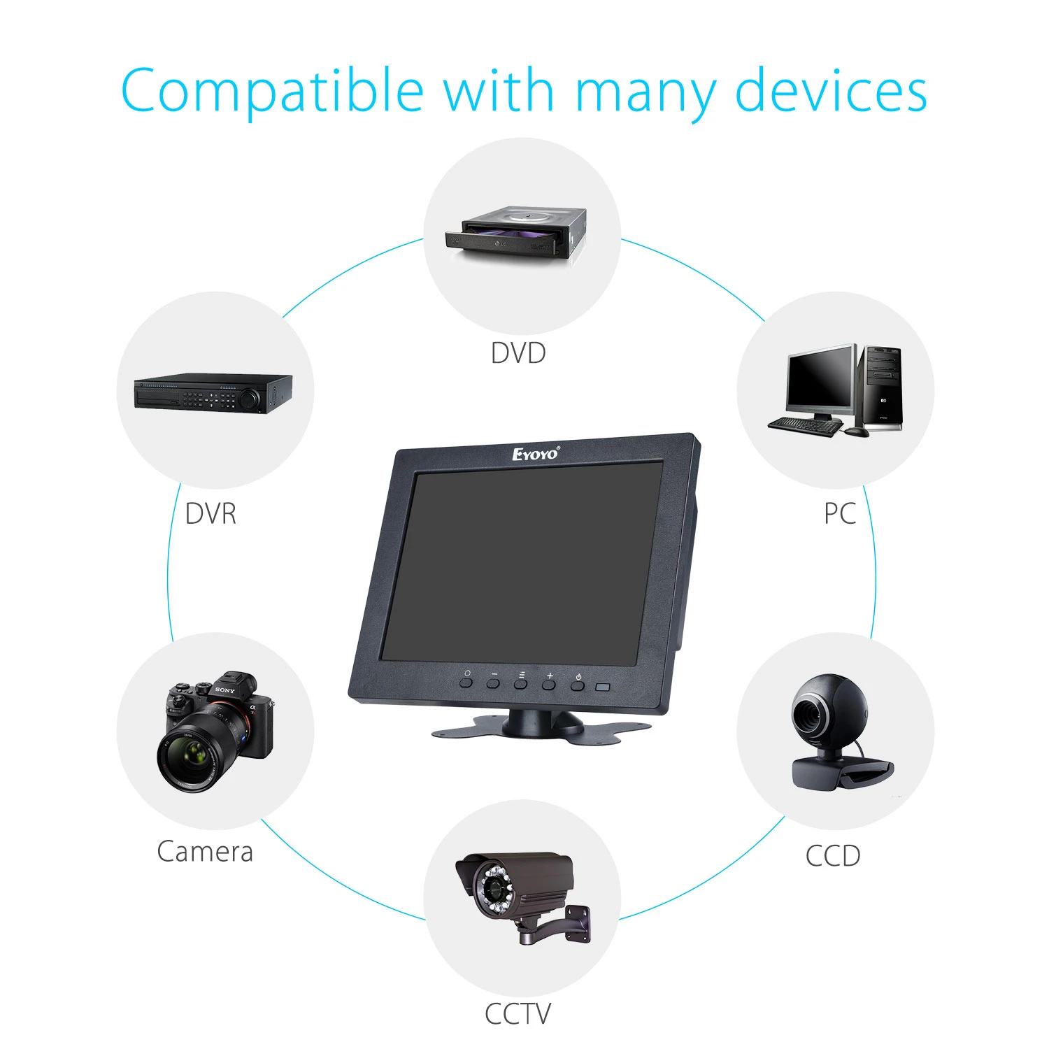Eyoyo s801t Мониторы 8 "12 мс 1024x768 ЖК-дисплей Экран Дисплей с BNC/HDML Выход встроенные громкоговорители для видеонаблюдения портативных ПК dvr Камера